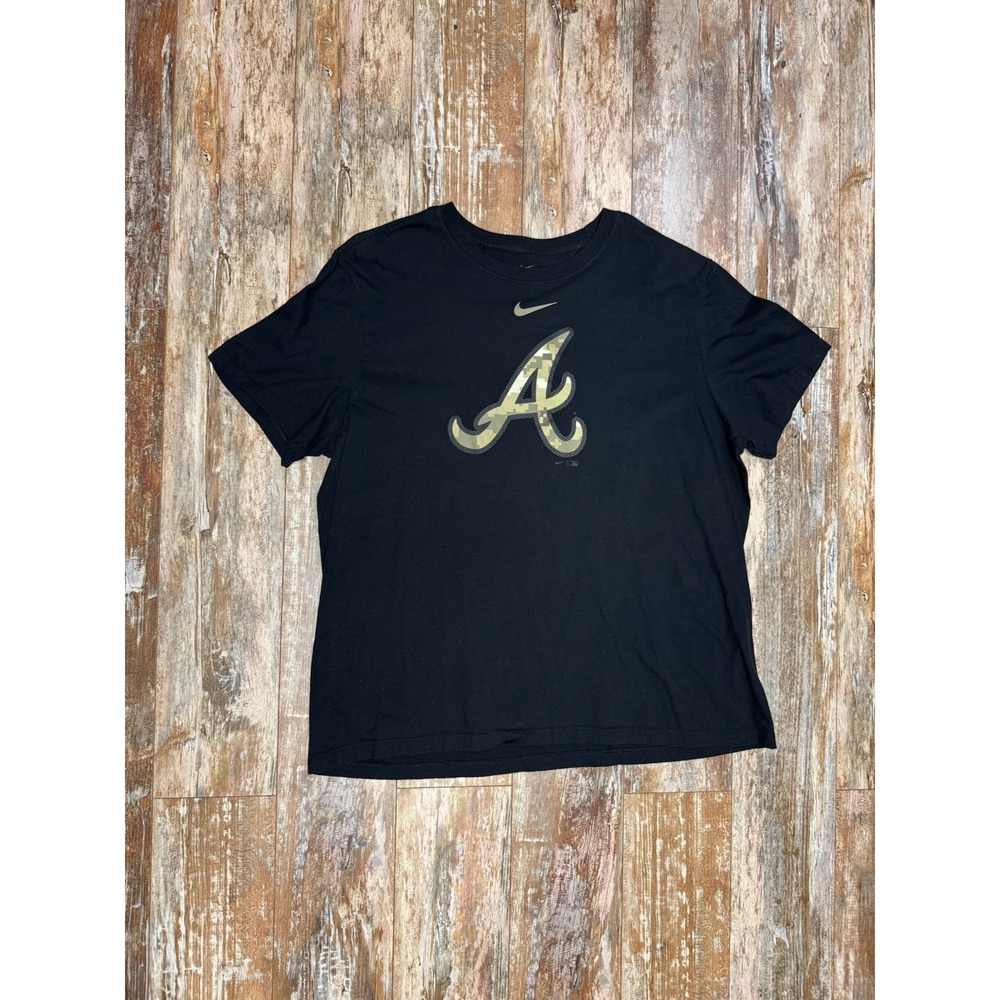 Mens Nike Atlanta Braves Camo Camouflage Logo T-Shirt Size XXL 2XL MLB